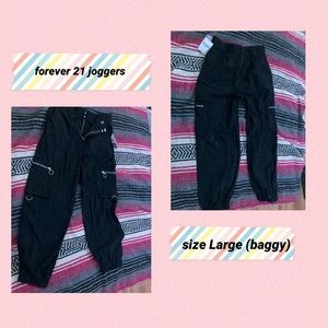 forever 21 black zip joggers